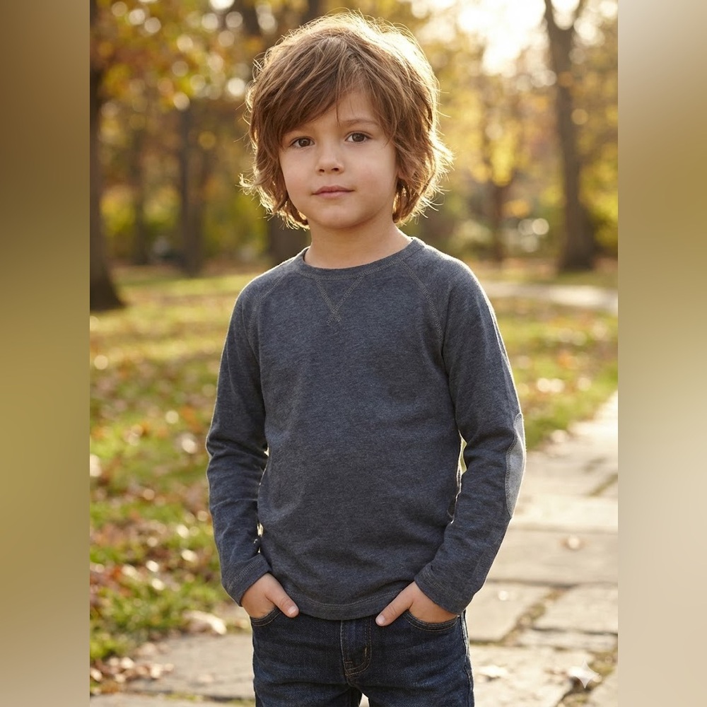 AUTHENTIC BURBERRY KIDS grey crew neck pull over with plaid elbow patches 8
